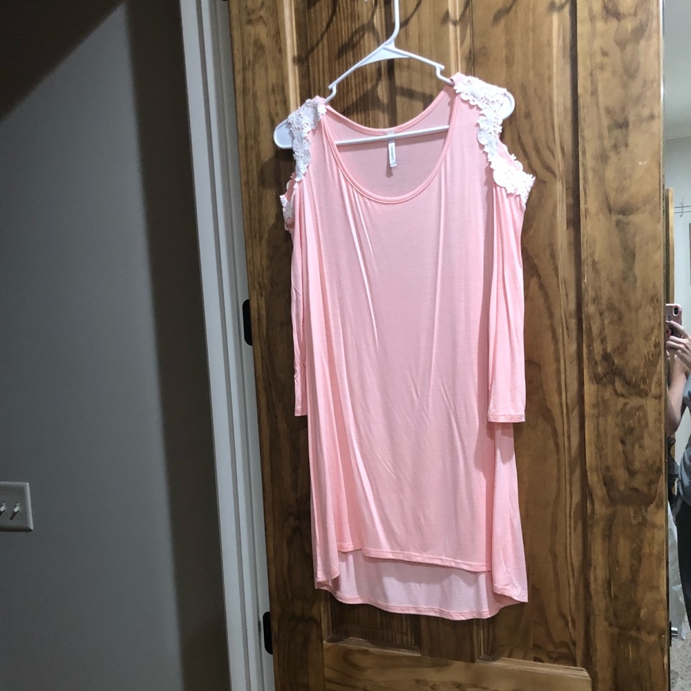 NWOT Pink cold shoulder top